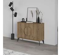 Decortie 2 Doors Sideboard 'Gora' 4 Metal Legs, Chipboard Handle Storage Unit 110cm in Dark Brown | Size: 2 Pack Decortie Dark Brown 2 Pack