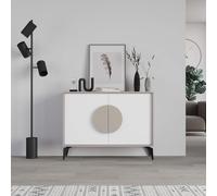 Decortie 2 Doors Sideboard 'Gora' 4 Metal Legs, Chipboard Handle Storage Unit 110cm in White | Size: 2 Pack Decortie White 2 Pack