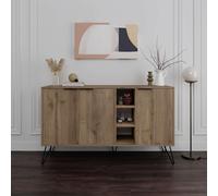 Decortie 3-Doors Sideboard 'Clara' with Metal Hairpin Legs 142cm in Dark Brown | Size: 2 Pack Decortie Dark Brown 2 Pack