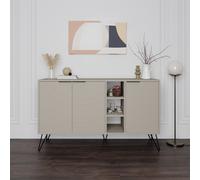 Decortie 3-Doors Sideboard 'Clara' with Metal Hairpin Legs 142cm in Light Sand | Size: 2 Pack Decortie Light Sand 2 Pack