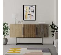 Decortie 3-Doors Sideboard 'Tontini' Metal Handle, Metal Leg Storage Cabinet 150cm in Brown | Size: 2 Pack Decortie Brown 2 Pack