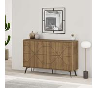 Decortie Sideboard 123X77.4Cm 4 Door Storage Cabinet Particleboard Dark Oak Effect, Brown