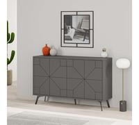Decortie 4-Doors Push-to-open Doors Sideboard 'Dune' with Metal Legs 123cm in Dark Grey | Size: 2 Pack Decortie Dark Grey 2 Pack