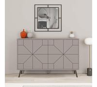 Decortie 4-Doors Push-to-open Doors Sideboard 'Dune' with Metal Legs 123cm in Grey | Size: 2 Pack Decortie Grey 2 Pack