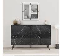 Decortie Sideboard Medium 123X77.4Cm 4 Door Storage Cabinet Particleboard Black, Black