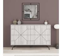 Decortie Sideboard 123X77.4Cm 4 Door Storage Cabinet Particleboard Ancient White, White