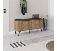 Decortie 4 Doors Shoe Bench 'Dune' Modern Design with Metal Legs Width 107cm in Dark Brown | Size: 1 Pack Decortie Dark Brown 1 Pack