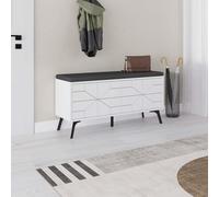 Decortie 4 Doors Shoe Bench 'Dune' Modern Design with Metal Legs Width 107cm in White | Size: 1 Pack Decortie White 1 Pack