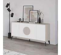 Decortie 4 Doors Sideboard 'Gora' 4 Metal Legs, Chipboard Handle Storage Unit 180cm in Beige | Size: 3 Pack Decortie Beige 3 Pack