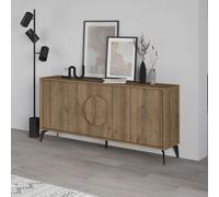 Decortie 4 Doors Sideboard 'Gora' 4 Metal Legs, Chipboard Handle Storage Unit 180cm in Dark Brown | Size: 3 Pack Decortie Dark Brown 3 Pack