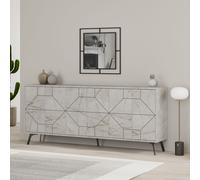 Decortie 6-Doors Push-to-open Doors Sideboard 'Dune' with Metal Legs 183cm in Medium Beige | Size: 3 Pack Decortie Medium Beige 3 Pack