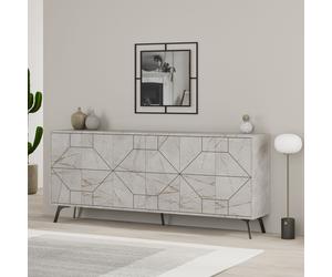 Decortie 6-Doors Push-to-open Doors Sideboard 'Dune' with Metal Legs 183cm in Medium Beige | Size: 3 Pack Decortie Medium Beige 3 Pack