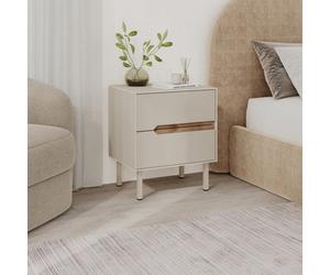 Decortie Arch 2 Drawer Bedside Table Sandstone Whiskey Oak 45 X 35 X 52.5 Cm