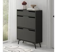Decortie 'Asta' Modern Shoe Cabinet with 2 Doors & Drawer 81.6x110cm in Dark Grey | Size: 2 Pack Decortie Dark Grey 2 Pack