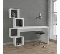 Decortie Balance Modern Desk White, Anthracite Grey With Shelves 153.5(W)Cm