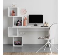 Decortie Balance' Modern Desk with Shelves 153.5cm in White | Size: 2 Pack Decortie White 2 Pack