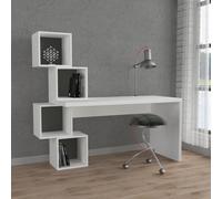 Decortie Working Desk 60X153.5X140Cm Particleboard White, Anthracite Grey, Multi