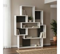 Decortie Barce Modern Freestanding Bookcase Storage Unit White Anthracite Grey 132Cm