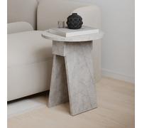 Decortie Chen Modern Round Side End Table 42Cm 2 Legs Multipurpose Gold Marble Effect Living Room H 50Cm