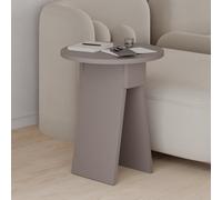 Decortie Chen Modern Round Side End Table 42Cm 2 Legs Multipurpose Mocha Grey Living Room H 50Cm