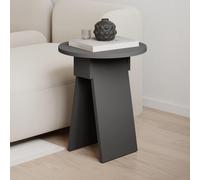 Decortie Modern Chen Side Table Anthracite Round Shape Particle Board 2 Legs Coffee Table 42(W)X42(D)X50(H) Cm