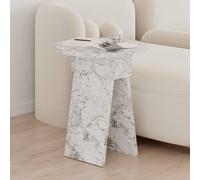 Chen Modern Side Table - White Marble Effect