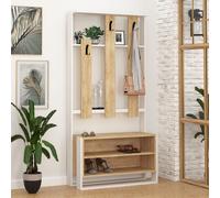 Decortie 'Chester' Modern Wall-Mounted Hall Tree 180cm in Light Oak | Size: 2 Pack Decortie Light Oak 2 Pack