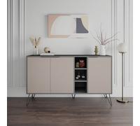 Decortie Sideboard Cabinet 142Cm Particleboard Storage Shelves With Metal Legs, Anthracite, Mocha Grey, Multi