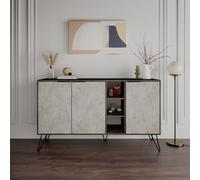 Decortie Clara Sideboard Cabinet Modern Storage Shelves Hairpin Legs Dark Coffee Gold Marble Effect 142Cm