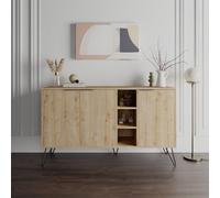 Decortie Clara Sideboard Cabinet Modern Storage Shelves Hairpin Legs Oak 142Cm