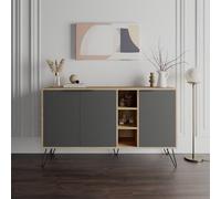 Decortie 3-Doors Sideboard 'Clara' with Metal Hairpin Legs 142cm in Dark Grey | Size: 2 Pack Decortie Dark Grey 2 Pack