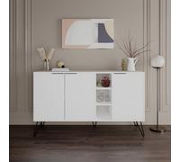 Decortie Clara Sideboard Cabinet Modern Storage Shelves Hairpin Legs White 142Cm
