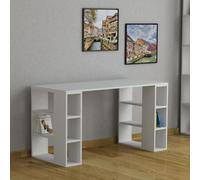 Decortie Colmar Modern Desk Computer Desk Office Desk With Bookshelf Legs Home Office Working Table White 140Cm