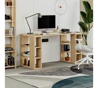 Decortie Colmar Modern Desk with Integrated 6-Shelf Bookshelf Storage Width 140cm - Oak