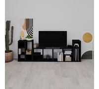 Decortie Modern Combayn 3 Cube Small Low Standing Book Shelf Contemporary Stackable Cube Storage Unit For Small Space (Black Wood)