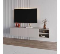 Decortie Conrad' Wall-Mounted Floating TV Stand with Soft-Close Doors in Beige | Size: 2 Pack Decortie Beige 2 Pack