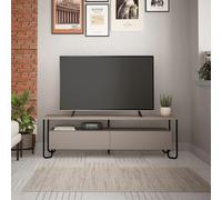 Decortie Cornea Modern Tv Unit Multimedia Centre Mocha Grey With Storage Tv Cabinet 150Cm