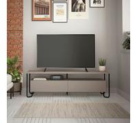Decortie Cornea Modern TV Unit White with Storage TV Cabinet 150cm - Mocha Grey