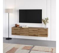 Daroca Wall Mounted TV Unit Floating Media Cabinet with 4 Doors - Whiskey Oak