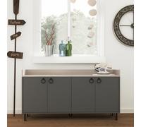 Decortie Dea Sideboard Display Unit With 4 Cabinets Table Anthracite Grey Mocha Grey 140Cm