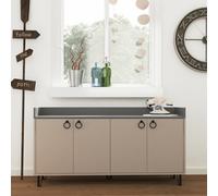 Decortie Dea Sideboard Display Unit With 4 Cabinets Table Mocha Grey Anthracite Grey 140Cm
