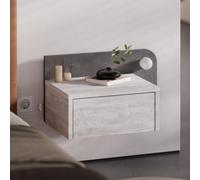 Decortie Dotta' Floating Bedside Table with LED Light 33.5cm in Off-White | Size: 1 Pack Decortie Off-White 1 Pack