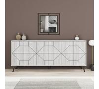 Decortie 6-Doors Push-to-open Doors Sideboard 'Dune' with Metal Legs 183cm in Off-White | Size: 3 Pack Decortie Off-White 3 Pack