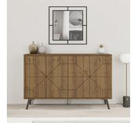Decortie Dune Dark Oak Effect Geometric 4 Door Sideboard With Metal Legs (W) 123Cm
