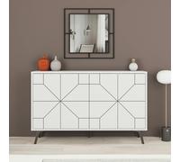 Decortie Dune White Geometric 4 Door Sideboard With Metal Legs (W) 123Cm