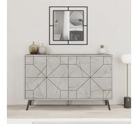 Decortie Dune Gold Marble Effect Geometric 4 Door Sideboard With Metal Legs (W) 123Cm