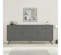 Decortie Dune Gold Marble Effect Geometric 6 Door Sideboard with Metal Legs (W) 181cm - Anthracite Grey