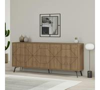 Decortie Dune Gold Marble Effect Geometric 6 Door Sideboard with Metal Legs (W) 181cm - Dark Oak Effect