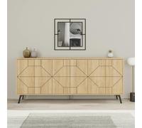 Decortie Dune Gold Marble Effect Geometric 6 Door Sideboard with Metal Legs (W) 181cm - Oak