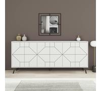 Decortie Dune Gold Marble Effect Geometric 6 Door Sideboard with Metal Legs (W) 181cm - White